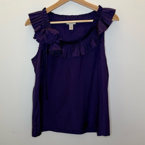J. Crew Tops - J. Crew Purple Ruffle Silk Sleeveless Top